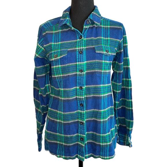 Patagonia Women’s Blue Green Plaid Flannel Button Down Shirt, Size 8, Pre-owned - Picture 1 of 5